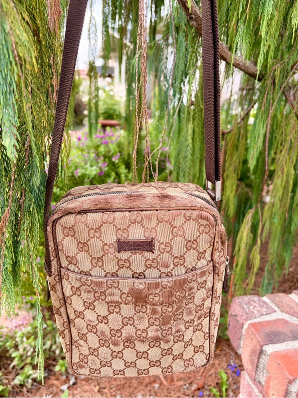 Gucci Monogram GG Crossbody Shoulder Bag Authentic